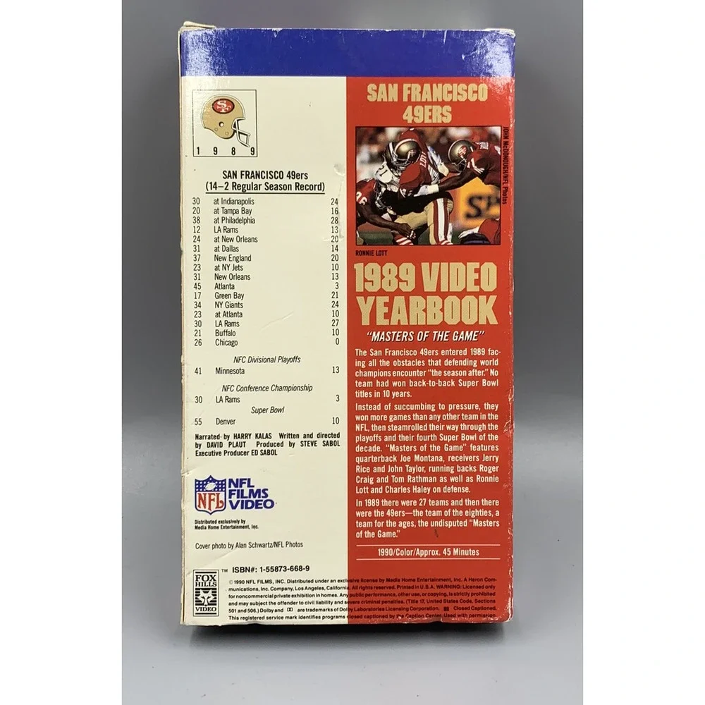 San Francisco 49ers Super Bowl XXIV NFL FILMS 1989‎ Video Yearbook VHS